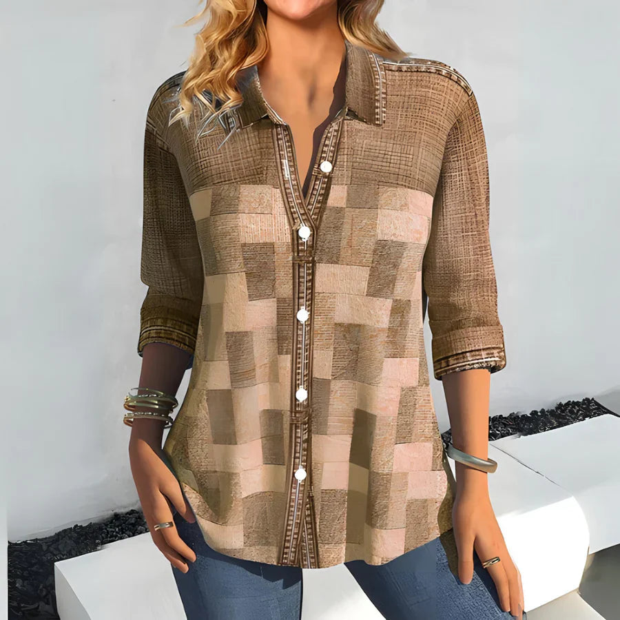 Maya | Casual Geruite Blouse voor een Relaxte Look