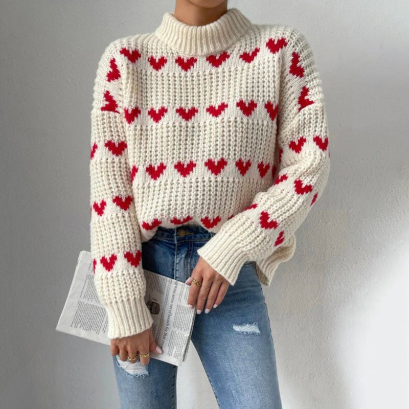 Sanne | Comfortabele Dames Sweater Met Hartmotief