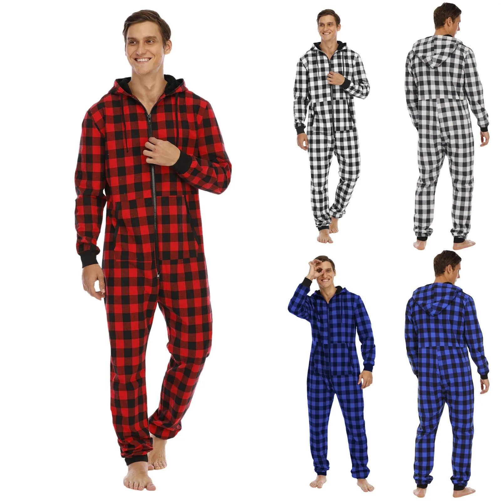 Jordan | Gezellige Geruite Heren Onesie Pyjama