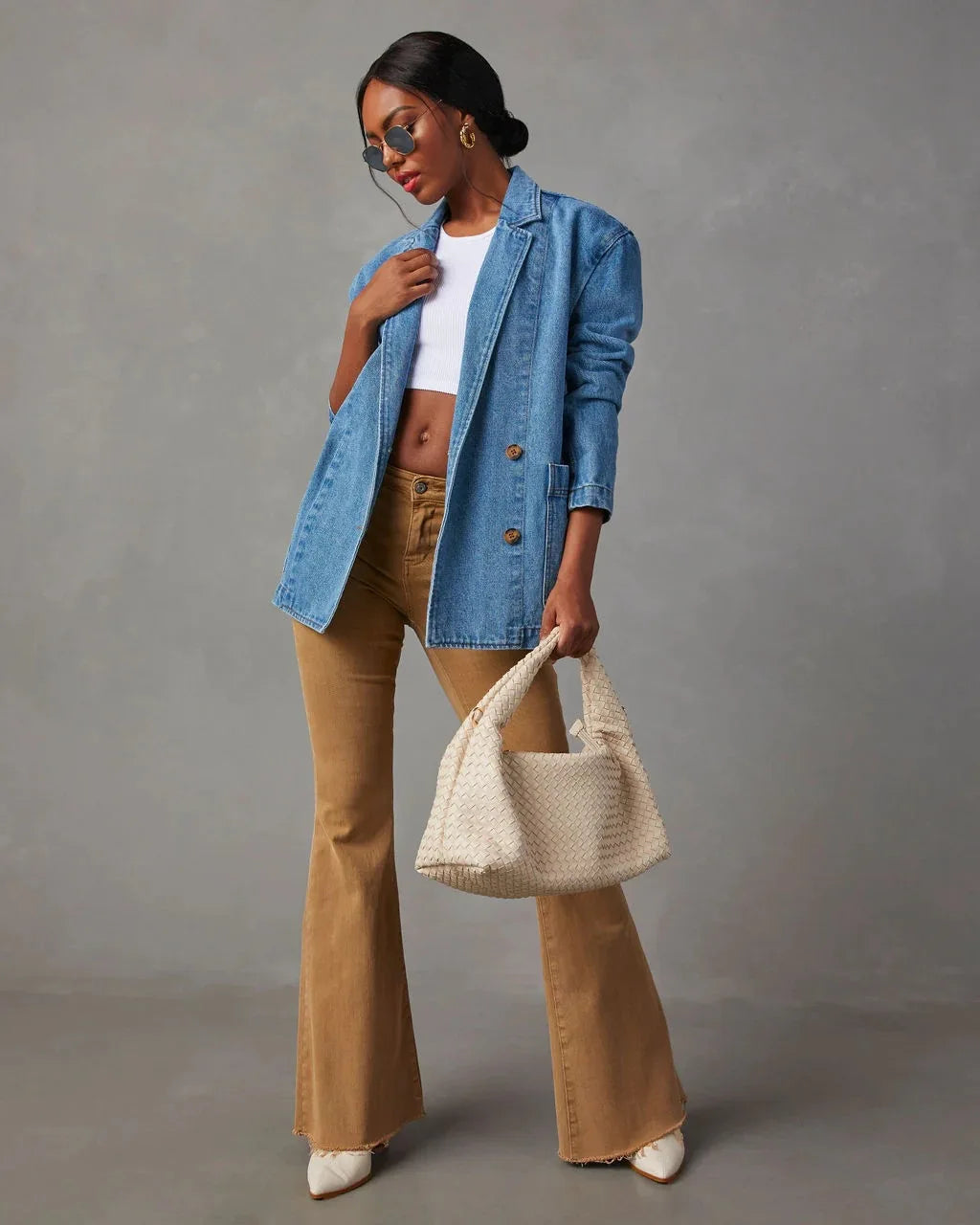 Romy | Trendy Denim Blazer met Een Relaxte Fit