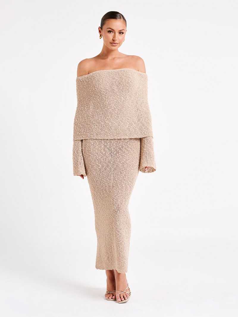 Nena | Off-shoulder wollen jurk