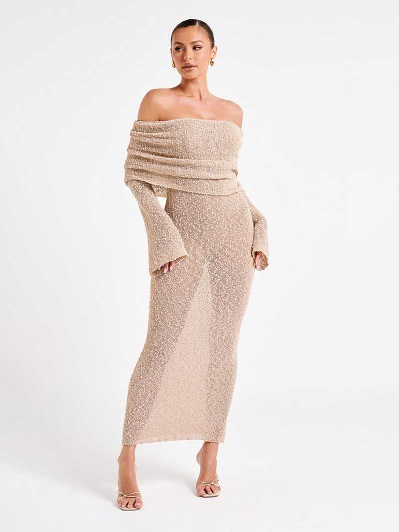 Nena | Off-shoulder wollen jurk